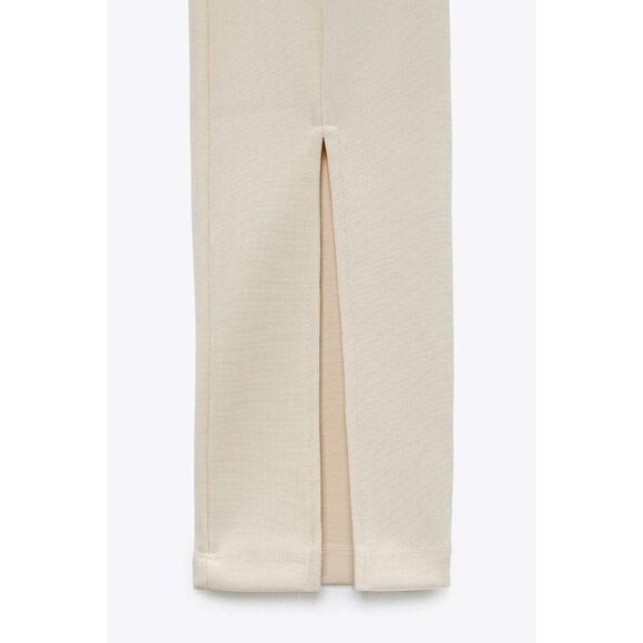 Zara Beige Slit Ribbed Leggings XL 5039 225 NWT - Picture 12 of 16